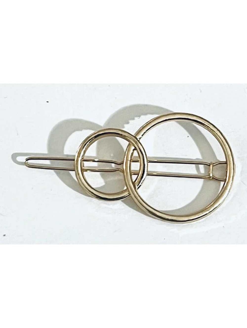 Gold Tone Hair Barrette Clip Set of 3 Moon Stars Lotus Geometric Circle